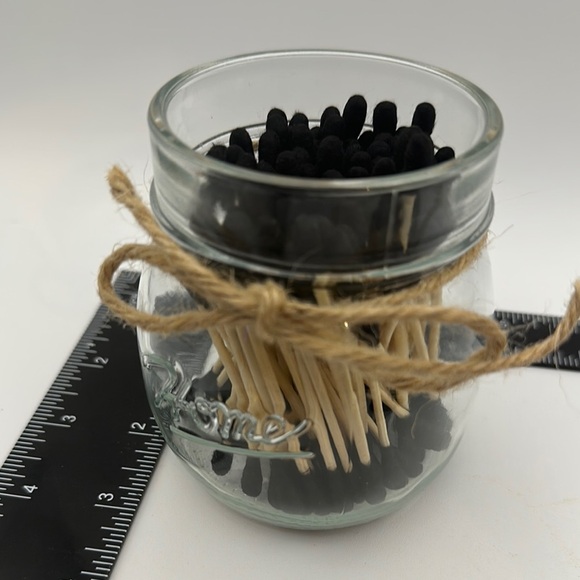 Black Lid Glass Jar with Matches - Picture 4 of 9